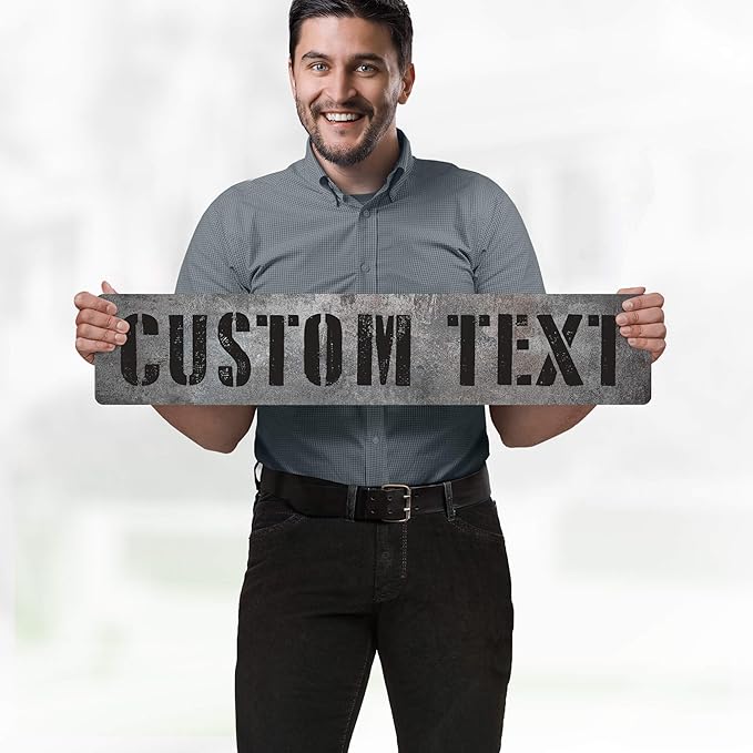 Custom Sign, Custom Street Sign, 11 Font Colors, 13 Font Styles, 4 Hole Options, 22 Sizes, 6x30 Inches, Rust Free DiBound, Fade Resistant, Made in USA by My Sign Center (Grunge Metal)