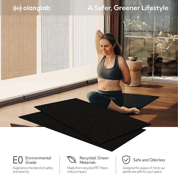 Olanglab Acoustic Wall Panels 10 Pack, 48 x 24 per Acoustic Panels Sound Absorbing, Decorative Sound Panels for Home Studio and Office, Black
