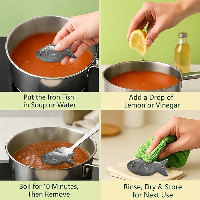 2 Pack Iron Fish for Cooking - Natural Iron Source for Iron Deficiency Support - Reusable Supplement Alternative for Vegans, Pregnancy & Women
