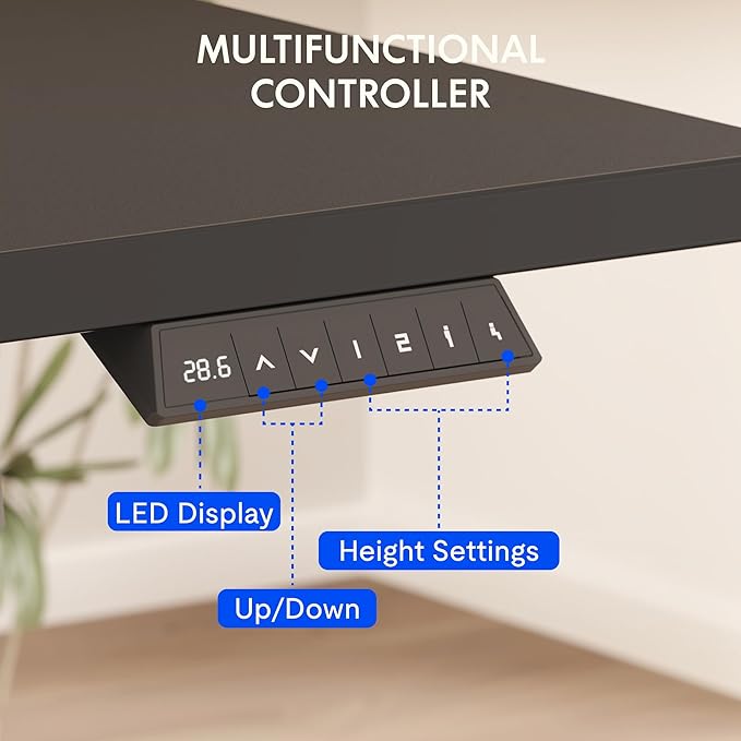 FLEXISPOT EN2 Whole-Piece Standing Desk with Clamp Power Strip (Gray, 48x24)