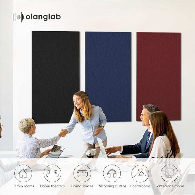 Olanglab Acoustic Panels 2 Pack, 48''x24'' Large Sound Panels, Fabric Wrapped Sound Proof Foam Panels for Walls, Sound Absorbing Panels for Recording Studio Acoustical Treatments (Black)