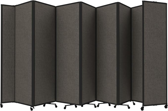 Versare Room Divider 360 Portable Wall Partition | Folding Panels | Large Freestanding Divider | Locking Wheels | Temporary Room Separator