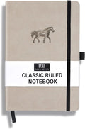 RICCO BELLO Lined Journal Notebook, Horse, Faux Leather Hardcover | With Pen Holder, College Ruled, 96 Sheets / 192 Pages, 5.7 x 8.4 Inches