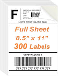 8.5" x 11" Sticker Paper for Inkjet Printers - 300 Sheets Full Sheet Shipping Labels Printable Full Page Labels 8.5×11 White Sticker Paper for Laser Printing - Matte