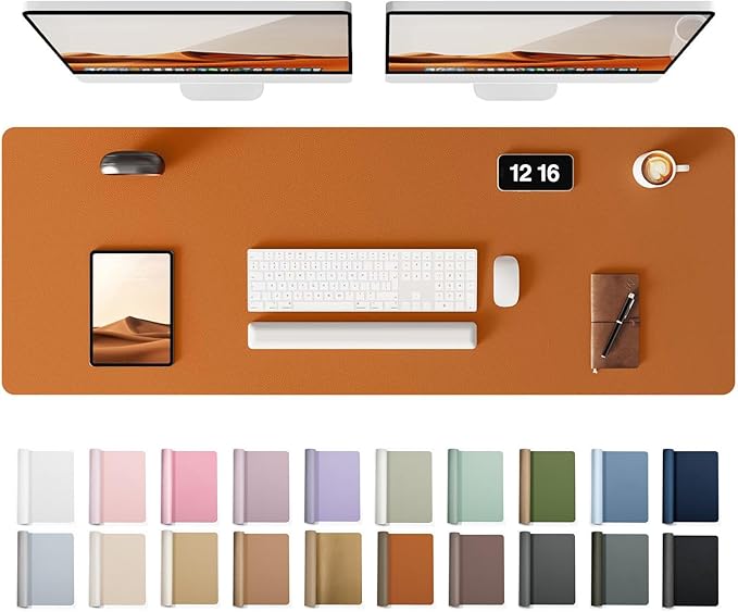 YSAGi Leather Desk Protector, Office Mat, Large Mouse Mat, Non-Slip PU Leather Blotter, Laptop Desk Pad, Waterproof Writing Pad for Office and Home (Brown, 47" x 17")