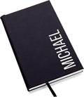 Lifetime Creations Custom Notebook (Black, Vertical Name) - Personalized Hardcover Vegan Leather Writing Journal, Business Meeting Notebook Gift for Professionals, Hard Cover Notepad