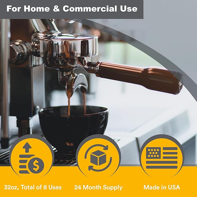 Zeiff Coffee Machine Descaler - 32oz (8 Uses) - Compatible with Nespresso, Breville, Delonghi, Keurig Descaling Solution for Coffee Maker Cleaner and Descaler - Coffee and Espresso Machine Descaler