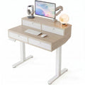 32 x 20 Inch Electric Standing Desk with 4 Drawers, Natural