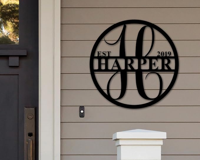 Personalized Metal Name Signs, Split Letter Monogram Wall Decor, Custom Last Name Sign, Family Name Sign for Outdoor, Personalized Wedding Gift, Garden Decor, Metal Wall Art, Housewarming Gift (MonogramDesign_7)