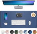 Non-Slip Desk Pad,Mouse Pad,Waterproof PVC Leather Desk Table Protector,Non-Slip PU Leather Desk Blotter, Easy Clean Laptop Desk Writing Mat for Office Work/Home/Decor(Grey Blue, 24" x 13.7")