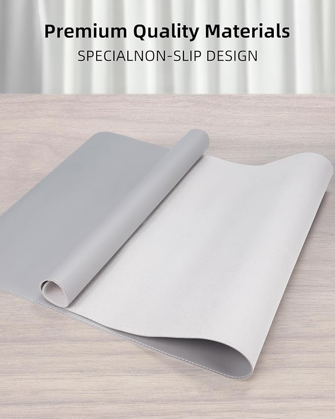 Extra Large Desk Mat 63"x17" - Non-Slip Office Desk Pad for Home & Work, Waterproof Keyboard Mouse Pad, Oversized Desk Protector for Laptop & Gaming (Light Grey)