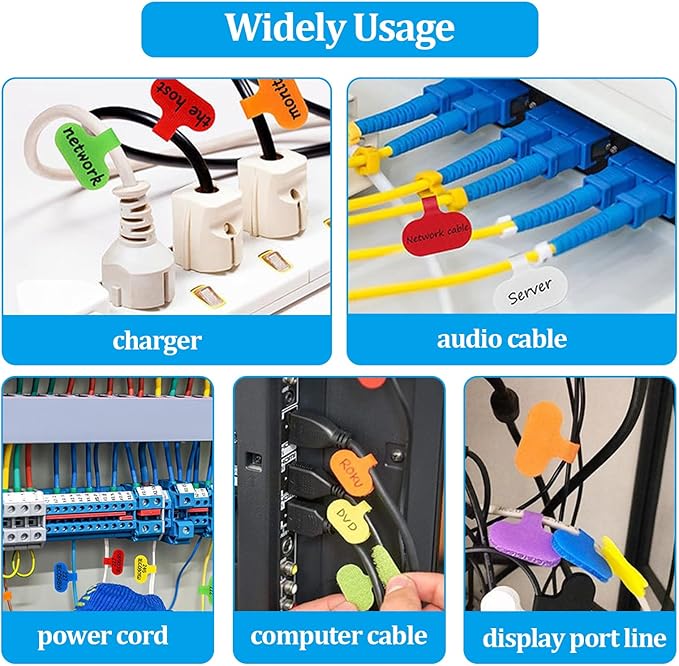 32 Pcs Cable Cord Labels,Wire Labels, Cable Tags,Computers Cable Management and Identification,Multicolored Handwriting Cable Tags