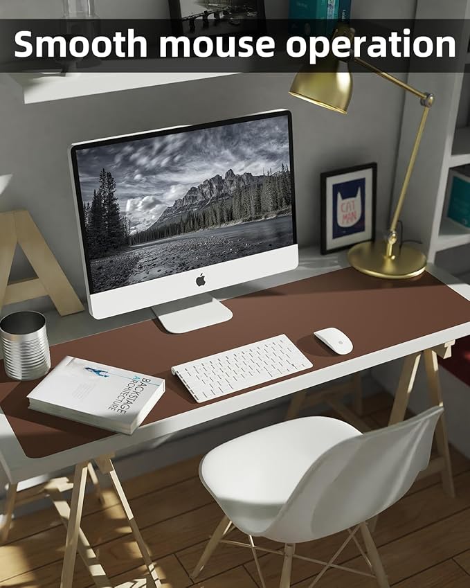 Desk mat Large, Leather Desk Pad Protector,Office Desk Mat,Mouse Pad, Non-Slip Desk Blotter, Laptop Desk Pad, Waterproof Desk Writing Pad for Office&Home (Coffee, 48" x 24")