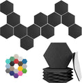 Hexagonal Acoustic Panels-12 Pack High-Density Sound Absorbing Panels 12"X10"X0.4" for Enhanced Noise Reduction, DIY Design, Idea for Studios, Offices, and Home Theaters(Black)