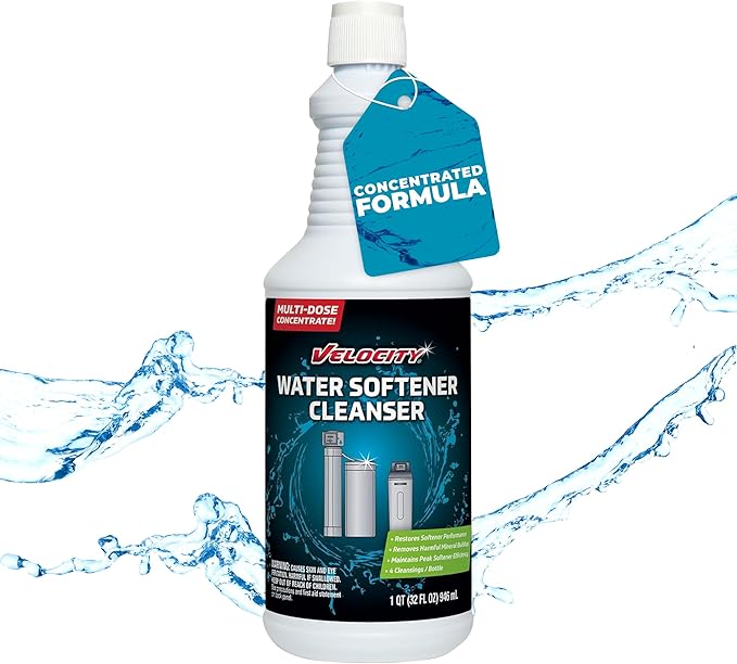 Velocity Water Softener Cleaner Solution - 4 Uses Per Bottle. Restores Efficiency. Removes Contaminants & Extends Water Softener Life