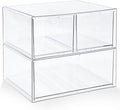 Prsildan Acrylic Drawer Makeup Organizer with 3 Drawers, Clear Stackable Storage for Baby Bottles, Craft, Jewelry & Hair Accessories, Multi-Use for Vanity, Countertop, Office Desk Organization