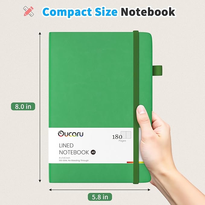 Oucaru Lined Journal Notebook, 16 Pack, 180 Pages, A5 Journals for Writing, 100 GSM Thick Paper, Small Notebooks Daily Journal for Women Men Work, Business, School, Travel Supplies