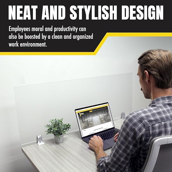 OBEX Clear Acrylic Desk Mounted Privacy Panel, 12" x 48", Clear
