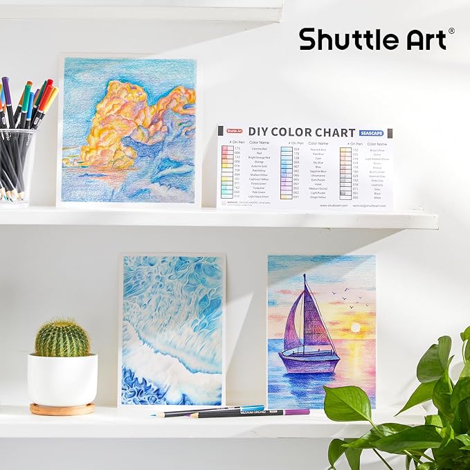 Shuttle Art 36 Colored Pencils, Seascape Themed Colored Pencils for Adult, Soft Core Color Pencils, Coloring Pencils for Adults Kids Artists Beginners Drawing Coloring Sketching