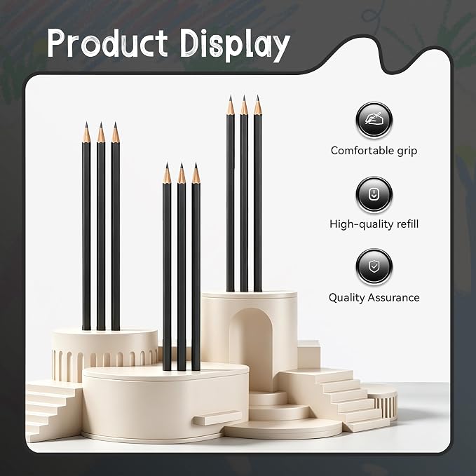 36 Piece Black Colored Pencils Set with Sharpener, Pre-Sharpened Professional Wooden Art Pencils for Artists Drawing and Sketching, Premium Colored Tone Supplies Delivering Detailed Painting(Black)