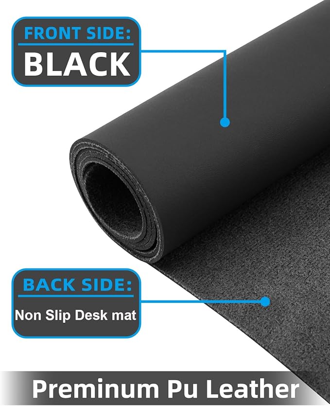 Extra Large Desk mat, Leather Desk Pad Protector,Office Desk Mat,Mouse Pad, Non-Slip Desk Blotter, Laptop Desk Pad, Waterproof Desk Writing Pad for Office&Home (Black, 55" x 17")
