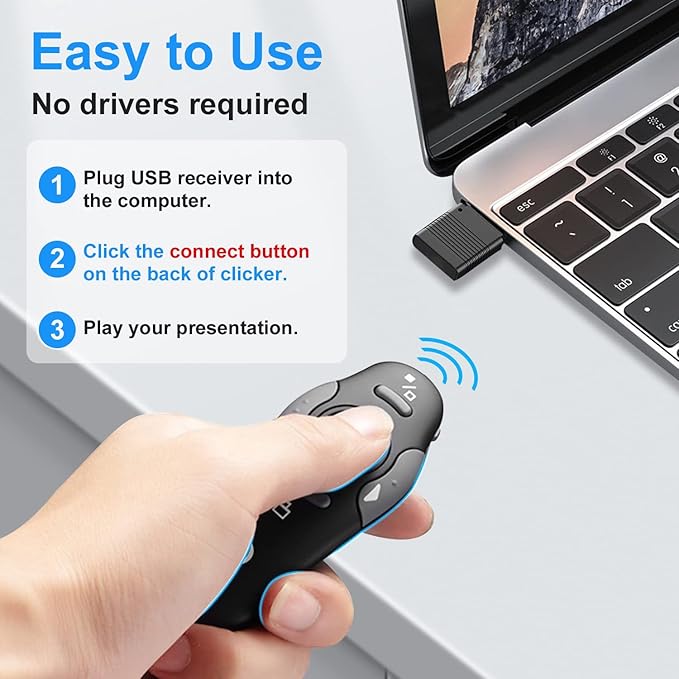 (4 Units) Wireless Presentation Clicker for PowerPoint, Wireless Presenter Remote with Laser Pointer Slide Clickers for Mac/Windows/Linux, Computer/Laptop, Google Slide/PPT/Keynote