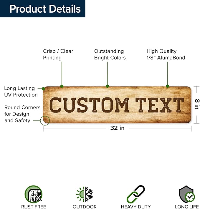 Custom Sign, Custom Street Sign, 11 Font Colors, 13 Font Styles, 4 Hole Options, 22 Sizes, 8x32 Inches, Rust Free DiBound, Fade Resistant, Made in USA by My Sign Center (Vintage)