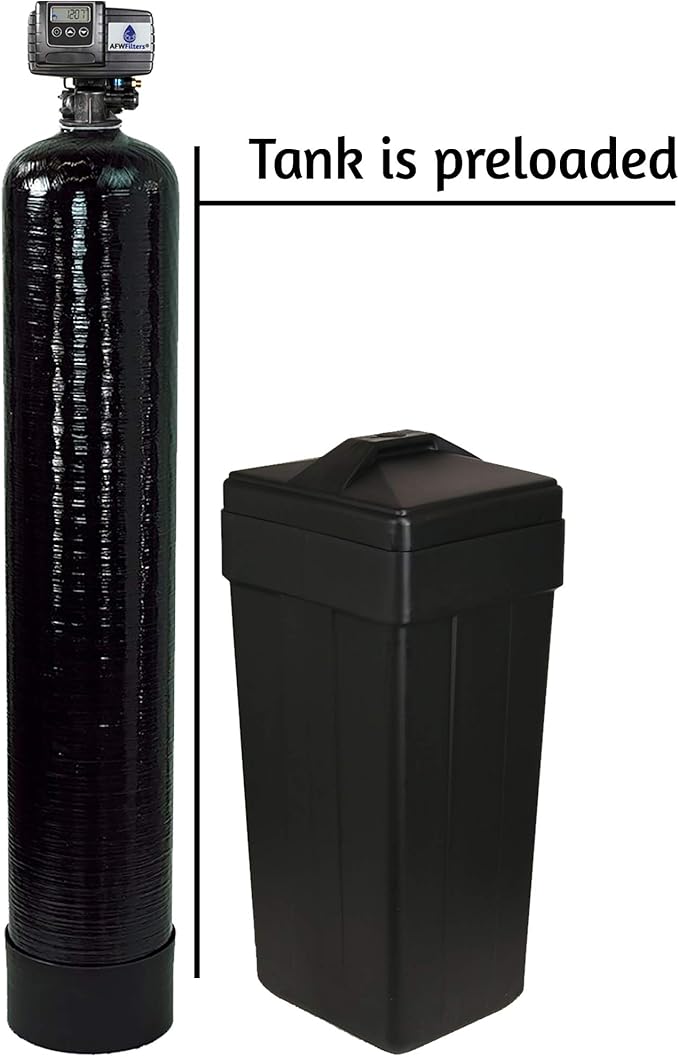 AFWFilters Fleck IRON Pro 2 AFW Filters Combination Water Softener Iron Filter 5600SXT Digital Metered Valve for Whole House (48,000 Grains, Black)