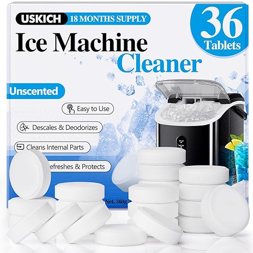 Ice Machine Cleaner Descaler Tablets-36Pack Ice Maker Cleaner Compatible with Frigidaire, Opal, GE Profile, Kitchenaid, Nickel Safe Scale Remover for Countertop, Nugget Ice Makers