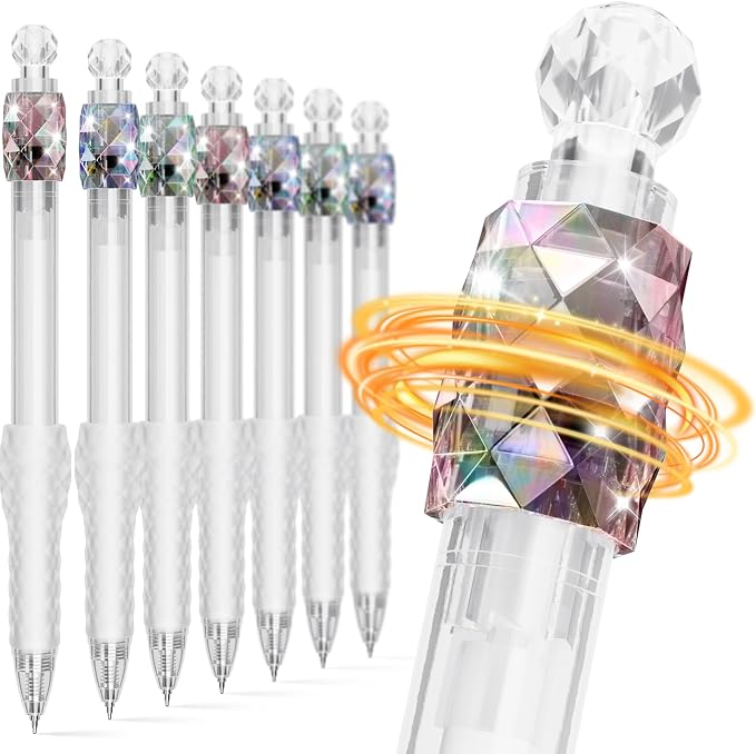 8 Pack Gel Pens - 0.5mm Fidget Rotating Black Ink, No Smudge | Fine Point Smooth Writing - Soft Grip, Quick-dry Gel Pens for Journaling, Cute School & Office Supplies, Gift for Women Men