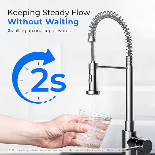 Waterdrop DST Under Sink Water Filter System, No Drill Required for Renters | Reduce Chlorine, PFOA/PFOS, Bad Taste & Odor, 2 Stage Stainless Steel Under Sink Water Filtration System