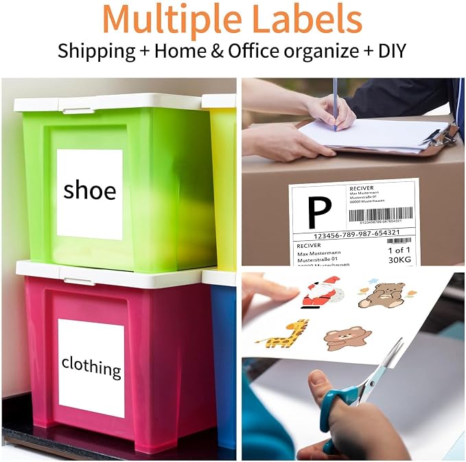 8.5" x 11" Sticker Paper for Inkjet Printers - 300 Sheets Full Sheet Shipping Labels Printable Full Page Labels 8.5×11 White Sticker Paper for Laser Printing - Matte