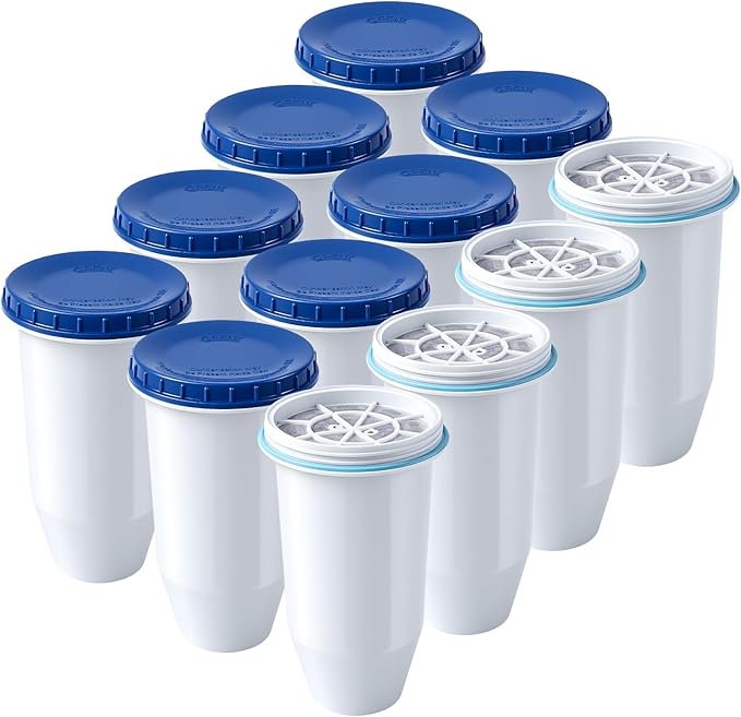 0 TDS Water Filter Replacement for Zero Pitcher & Dispenser | Upgraded 6-Stage Filtration | Removes 99.9% of Lead, Chromium, PFOA/PFOS | Compatible with ZR-001, ZR-004, ZR-017 | 12-Pack