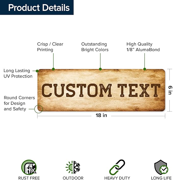 Custom Sign, Custom Street Sign, 11 Font Colors, 13 Font Styles, 4 Hole Options, 22 Sizes, 6x18 Inches, Rust Free DiBound, Fade Resistant, Made in USA by My Sign Center (Vintage)