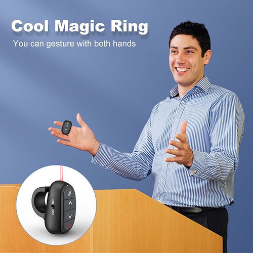 (2 Units) Presentation Clicker PowerPoint Wireless Presenter Remote: Laser Pointer Finger Ring Computer Project Power Point PPT Clicker for Laptop Office, Slideshow Google Slide Advancer Rechargeable