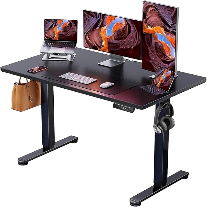 ErGear Height Adjustable Electric Standing Desk, 47.2 x 23.6 Inches Sit Stand up Desk, Memory Computer Home Office Desk (Black)