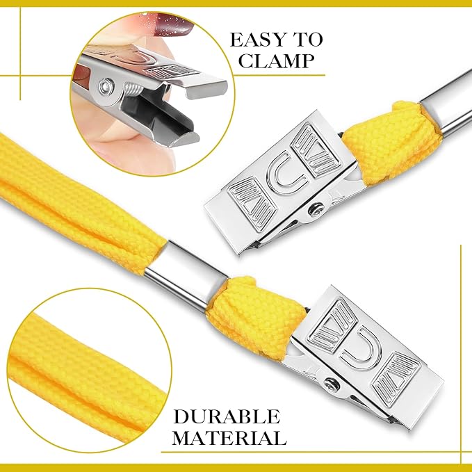 Marspark 100 Sets Clear Name Tags with Lanyard, Lanyards for ID Badges Reusable Strap with ID Holder Plastic Name Badges for Adults Business School Church Conference (Yellow)