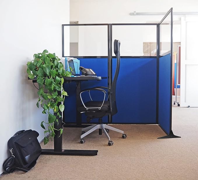 Versare Workstation Partition | Portable Wall Divider | Modern Office Cubicle | Free Standing Privacy Screen | Flexible Work Space | 99" x 70" Blue Spruce Fabric Panels