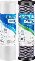 PUREPLUS 10" x 2.5" RV Water Filter Replacement Combo Pack - 1 Micron CTO Carbon Block + 5 Micron Sediment Filters, 2 Pack for RV, Camper, Boat
