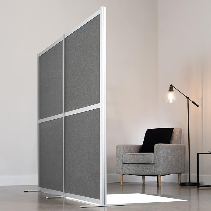 VIVO Modular Wall System, 2 PET Panels, Modern Professional Office Cubicle Dividers, Freestanding Privacy-Screen, 66 inches High, Dark Gray, PP-MWS63D