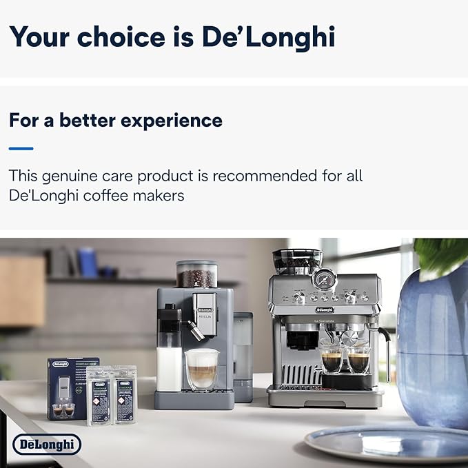 De'Longhi EcoDecalk Descaler, Eco-Friendly Universal Descaling Solution for Coffee & Espresso Machines, 2-Pack (1 use per pack)