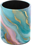 Green Marble Abstract Art Leather Pen Holder for Desk, Multifunctional Desktop Organizer Pencil Cup, Desktop Caddy Stationery Organizer for School Home Office Desk Accessories
