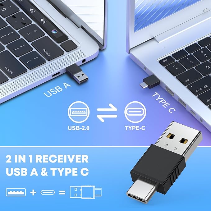 2 in 1 Type C USB Presentation Clicker with Carry Bag, Wireless Presenter Remote PowerPoint Clicker for Computer Presentations, Slide Advancer for Mac Laptop