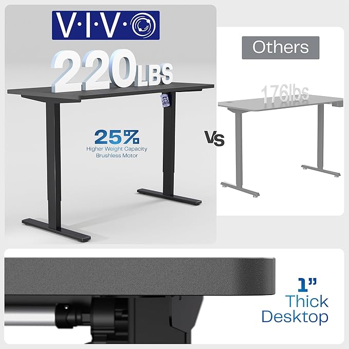 VIVO Electric 55 x 28 in Standing Desk, Memory Height Adjustment, 1B Series, Holds 220 lbs, One-Piece Reclaimed Wood Top, Black Frame, DESK-KIT-1B55P