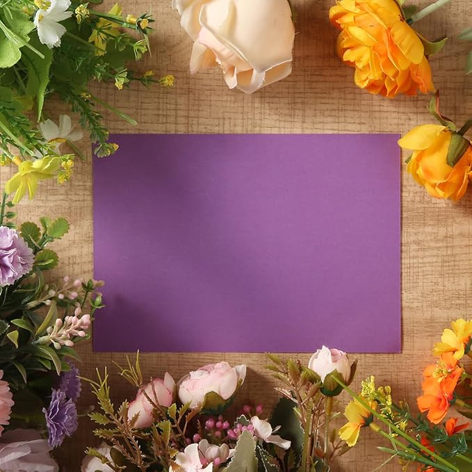 50 Sheets Colored Cardstock Paper 5 Colors, 250 GSM Heavy Card Stock for DIY Art Projects, Cards (Purple, 5x7)