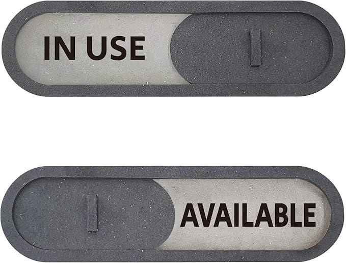 GEEKBEAR In Use Available Slider Door Sign for Home Office - Premium MDF, 7.5 x 2.2 in (Gray)