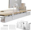 Ascrono Original No Drill Under Desk Cable Management Tray 53.9" - Premium White Fabric Cable Management Under Desk - Clamp/Screw Mount Cord Organizer - Supports Upto 66lbs - Extra Large