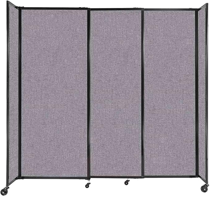 Versare Straightwall Sliding Portable Wall Partition | Freestanding Office Dividers | Locking Wheels | Temporary Room Separator | 7'2'' Wide x 6'10'' Tall Cloud Gray Fabric Panels