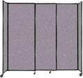 Versare Straightwall Sliding Portable Wall Partition | Freestanding Office Dividers | Locking Wheels | Temporary Room Separator | 7'2'' Wide x 6'10'' Tall Cloud Gray Fabric Panels