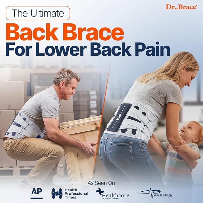 DR. BRACE® Lower Back Brace for Men & Women for Lower Back Pain Relief, Revolutionary Versatile Splints System & Removable Lumbar Pad, Adjustable & Breathable Back Support Brace (41.3-47.2″)